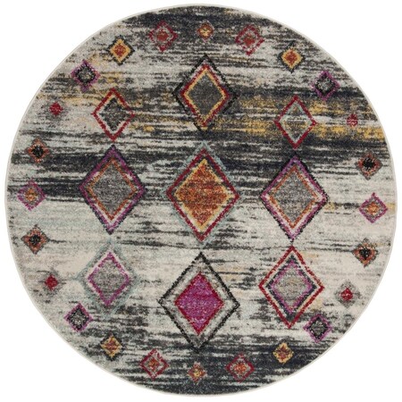 Safavieh 6 x 6 ft. Adirondack Power Loomed Round Area Rug, Light Grey & Red ADR205F-6R